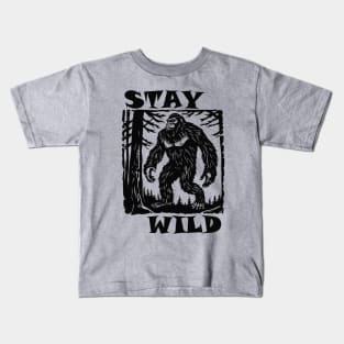 Bigfoot Stay Wild Sasquatch PNW Logo Kids T-Shirt